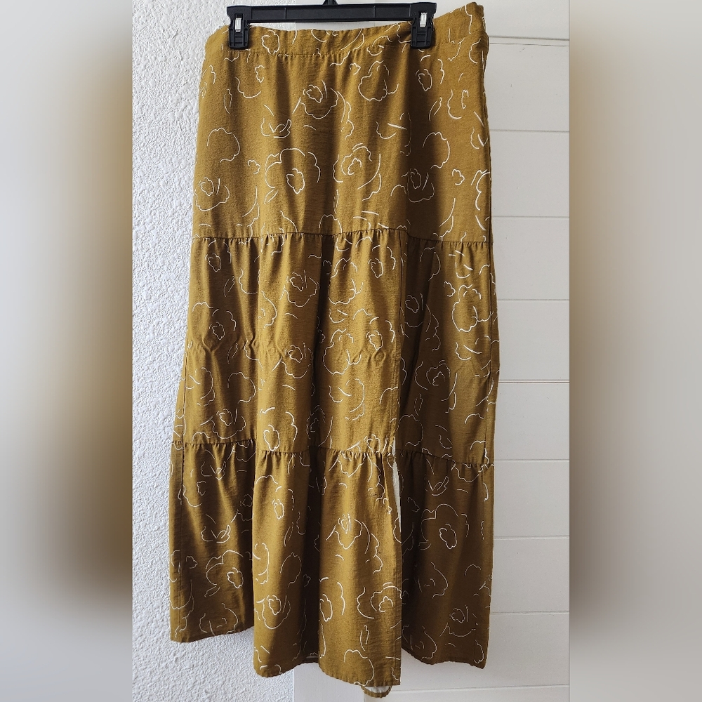 Mustard Tiered Floral Maxi Dress